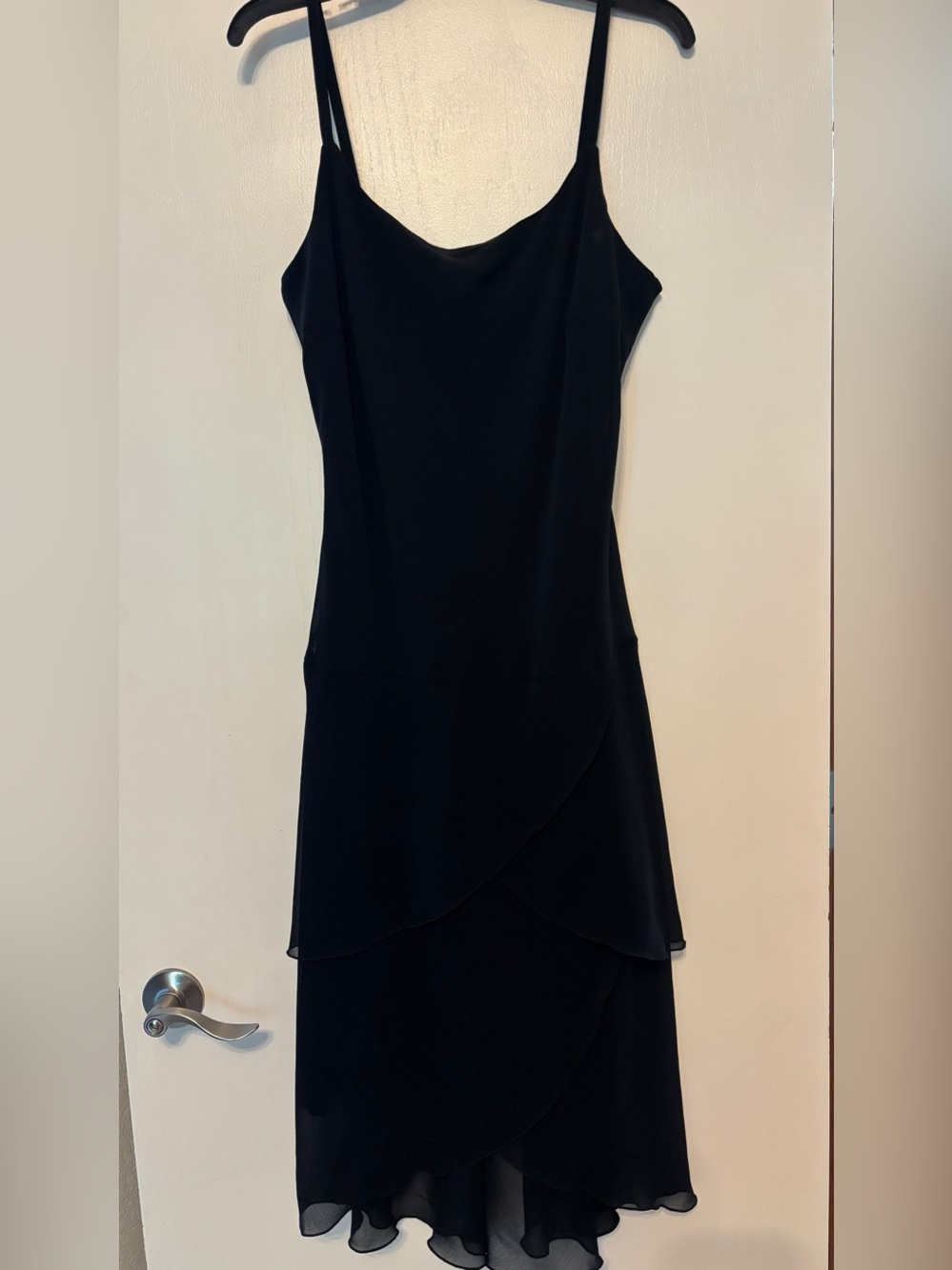 Meghan Matthews Classic Black Tiered Slip Dress
